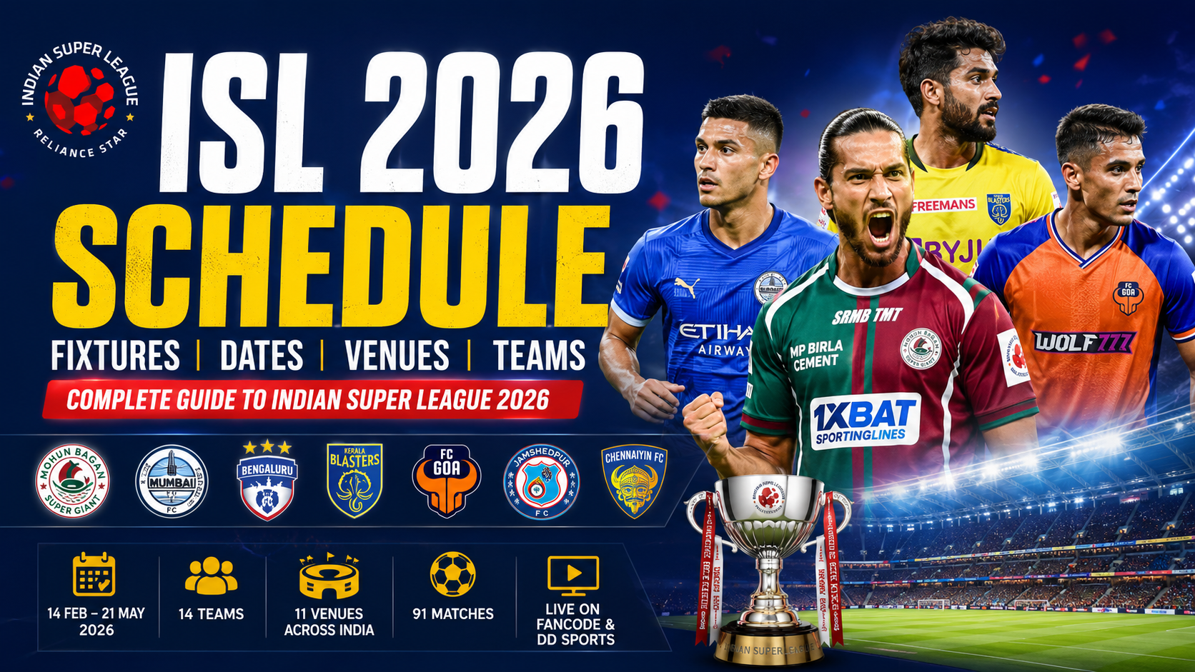 ISL 2026 Schedule: Complete Guide to Indian Super League Fixtures, Teams, Venues & Live Streaming