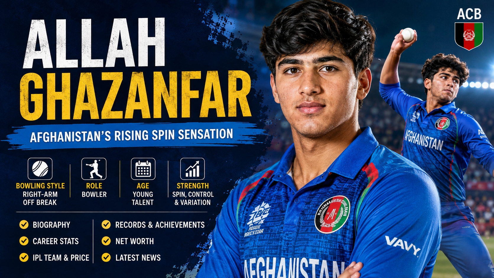 Allah Ghazanfar 2026 Updates: Biography, Age, Height, IPL Team, Stats, Amazing Career & Net Worth